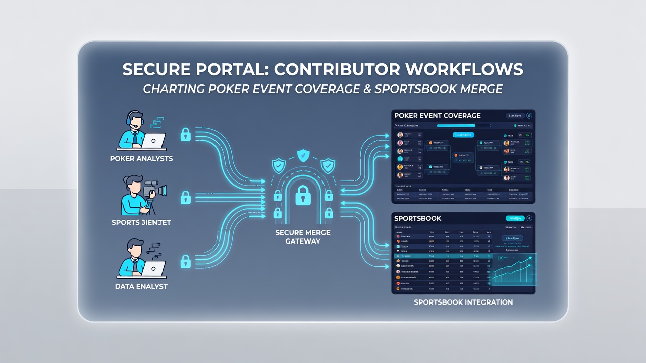 Contributor reviewing merged poker tournament data and sportsbook promotion metrics within a secure workflow portal