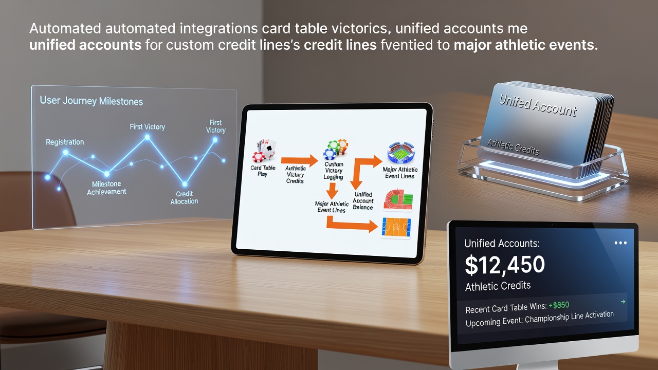 Illustration of user journey milestones mapping poker table wins to sports betting credit lines in unified accounts