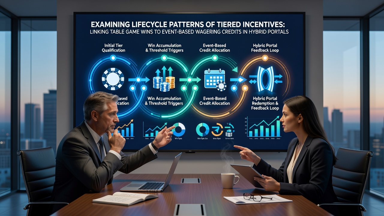 Lifecycle diagram illustrating tiered incentives from table game wins to event-based wagering credits in hybrid portals
