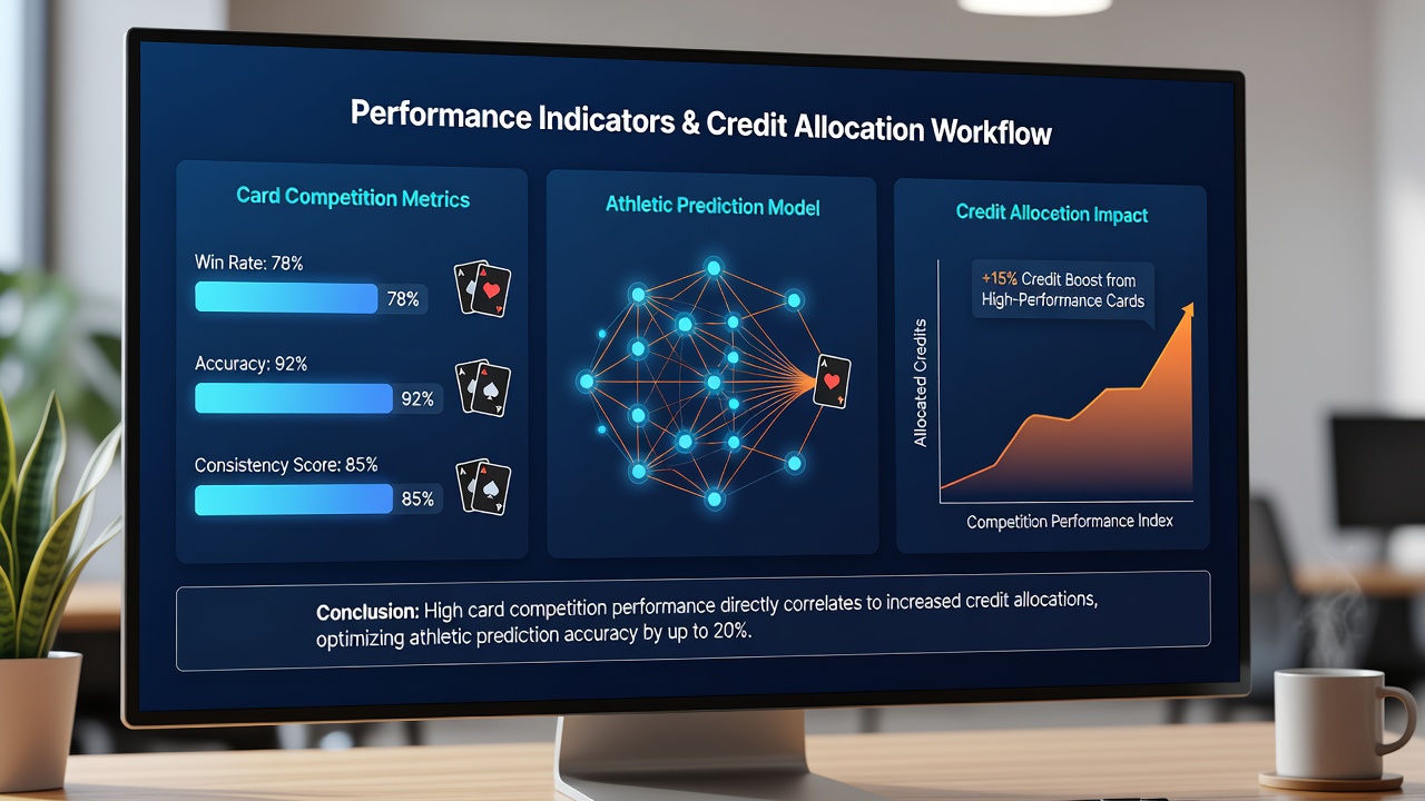 Data flows connecting card tournament performance to sports prediction market credit limits