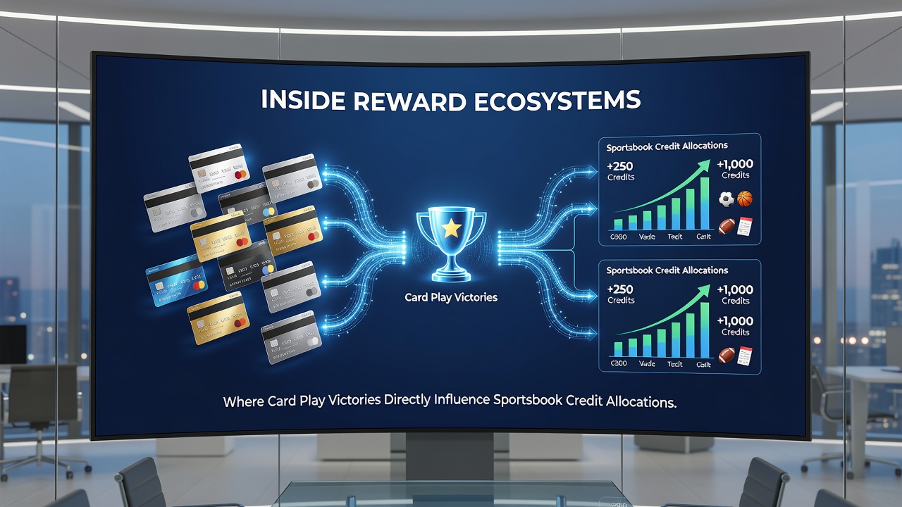 Data flow diagram illustrating poker win metrics transforming into sportsbook credit adjustments