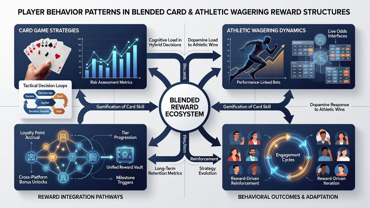 Chart displaying reward flow from card game results into sports betting credit activation