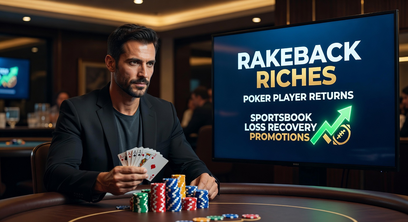 Digital dashboard showing poker rakeback calculations intertwined with sportsbook loss rebate charts, highlighting combined player rewards