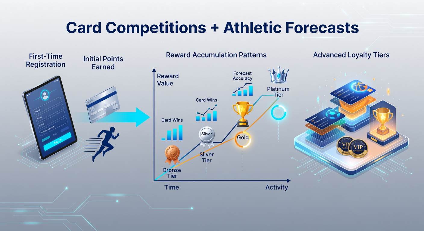 Flowchart showing reward points moving from new user registration through poker tournaments and sports forecasts into higher loyalty tiers on integrated platforms